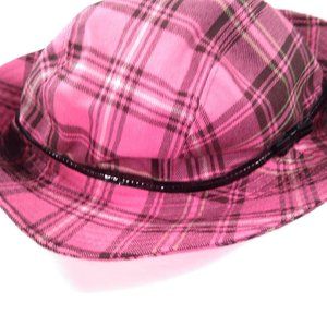 Vintage Authentic Coach Pink Plaid Wool Bucket Hat M/L 2694